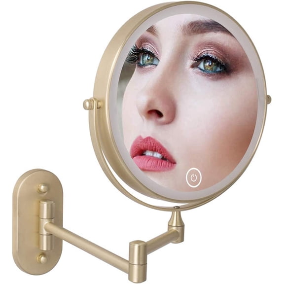 8'' Double Sided 360°Swivel Extens Vanity Mirror,USB Wall Mounted Makeup Mirror,3 Light Modes Adjustable LED Touch Sn Bathroom Shaving Mirror,for Home Spa Hotel