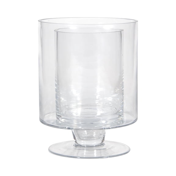 8" Double Wall Glass Cylinder Vase by Ashland – Pedestal Base Design for Floral Arrangements & Modern Home Decor - 6 Pack