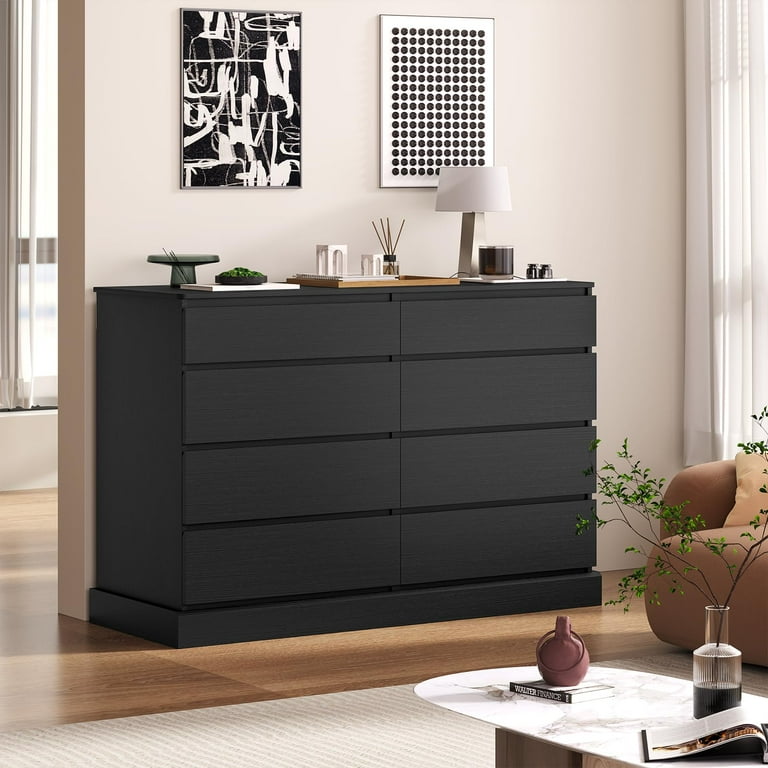 Drawer ブラックベスト サイズ36 Modern 8-Drawer Dresser, Large Sleek Wood Storage Cabinet, Black