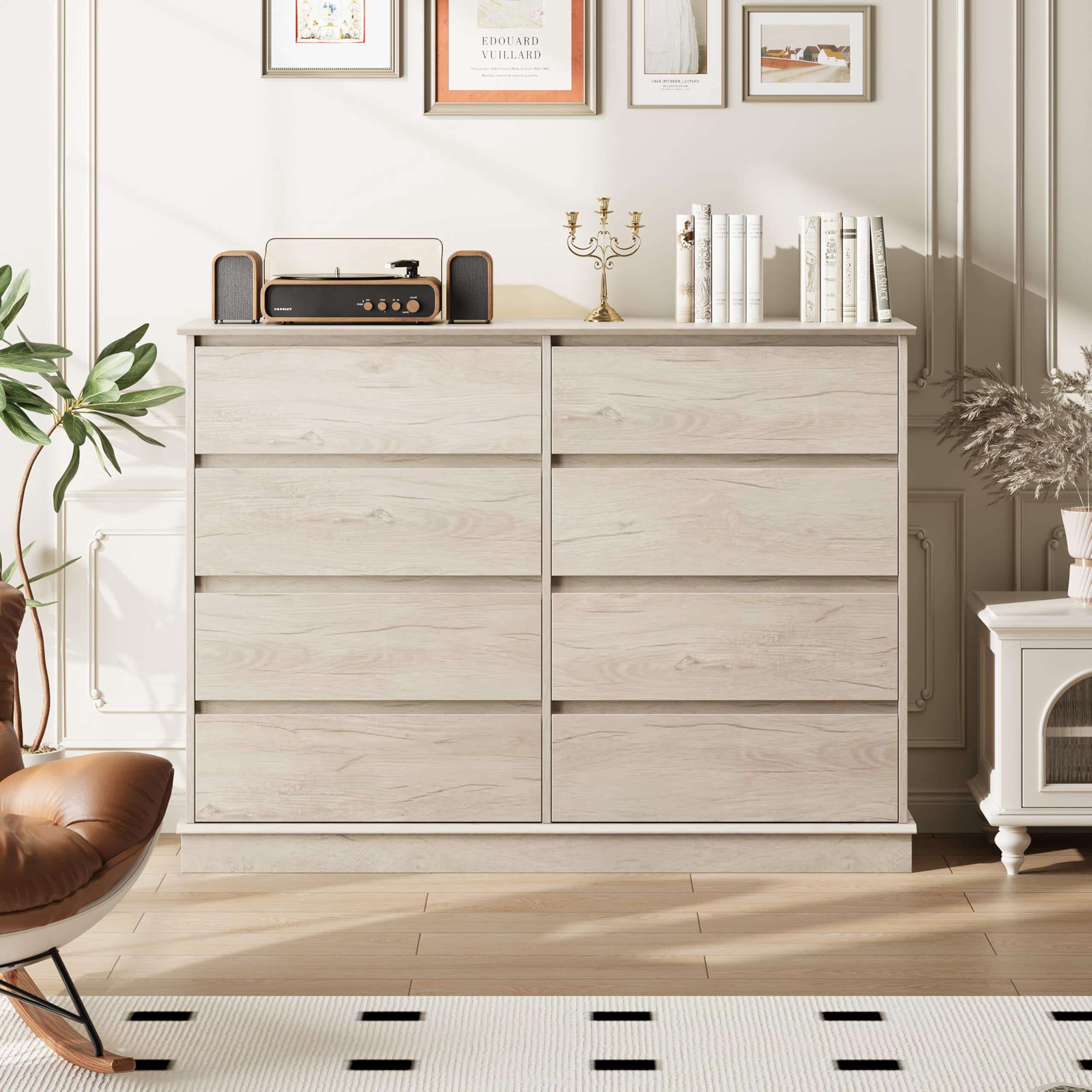 8-Drawer Dresser for Bedroom, Modern Wooden Chest of Drawers, Wide Wooden Chest of Drawers with Wide Top for Closet, for Living Room, Entryway, Home Office