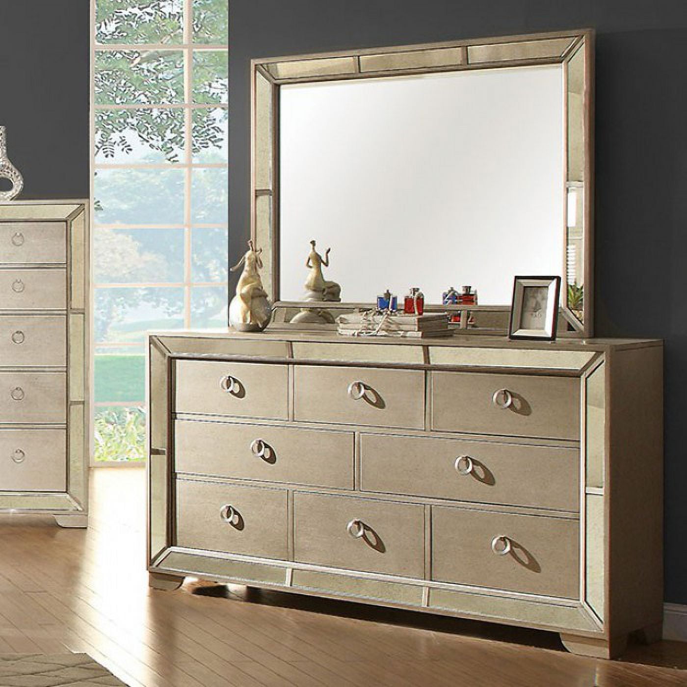 dresser champagne PARIS further safeguarding your garments with a fresh aroma Embossed 6-Drawer Wooden Dresser -