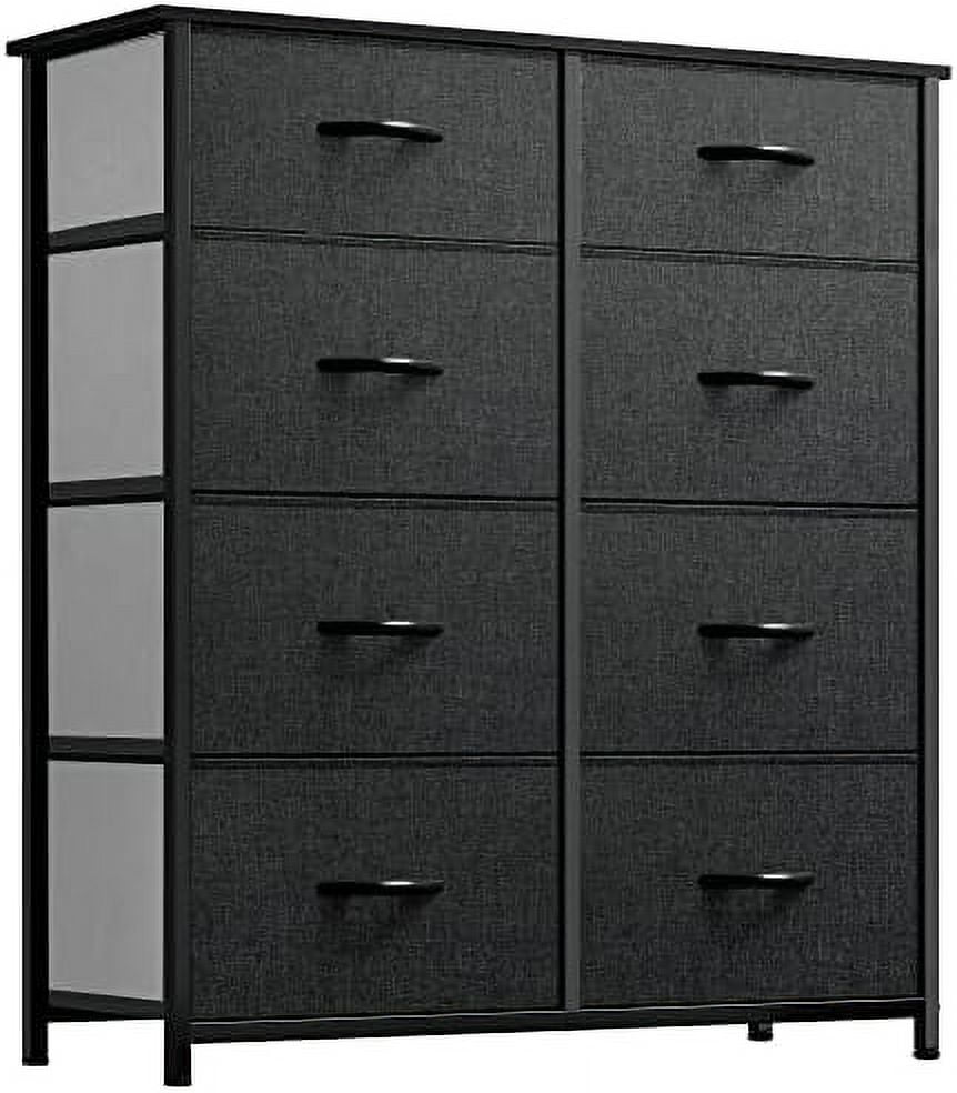 Charcoal Modern 8-Drawer Fabric Storage Dresser with Metal Frame