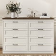 thumbnail image 1 of LAZZO 8-Drawer Dresser, Farmhouse Rustic Wood Chest of Drawers, Wide Storage Organizer for Bedroom, Living Room, Entryway, White, 1 of 8