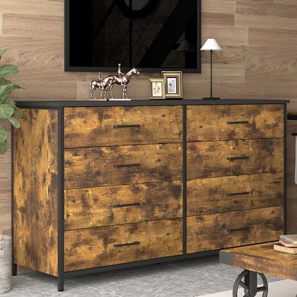 8 Drawer Dresser for Bedroom Industrial Wood Dresser Wide 8 Chest of