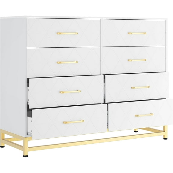 8-Drawer Dresser for Bedroom, TV Stand Storage Chest for Living Room, Hallway, Entryway, White