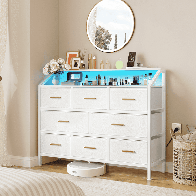 dresser 8 drawer Sikaic No Handle Design Dresser with 8 Drawers Black