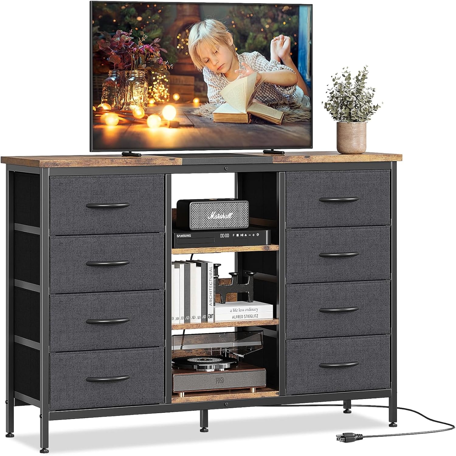 8 Drawer Dressers for Bedroom Wide Chest of Drawers TV Stand for 55