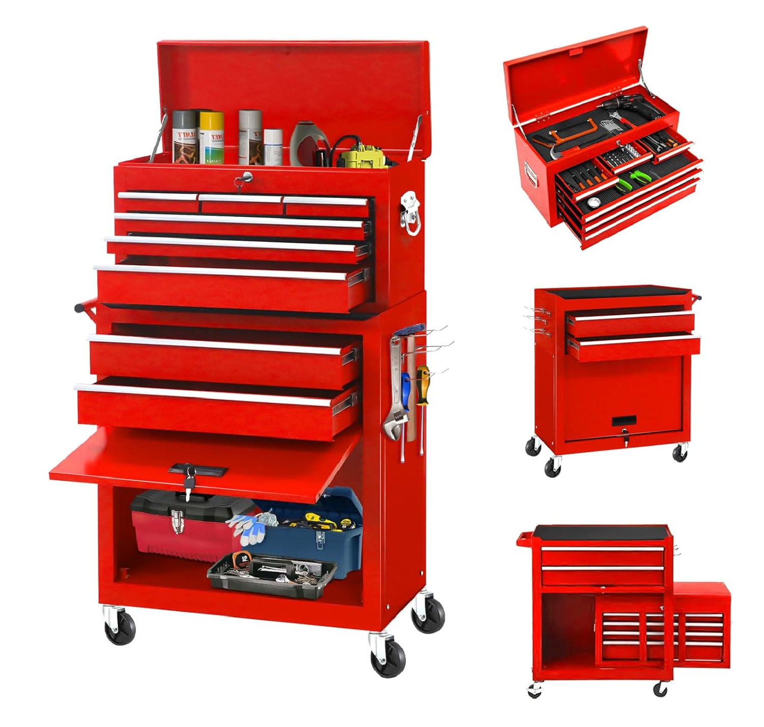 8Drawer Rolling Tool Chest Metal Tool Box Lockable Storage