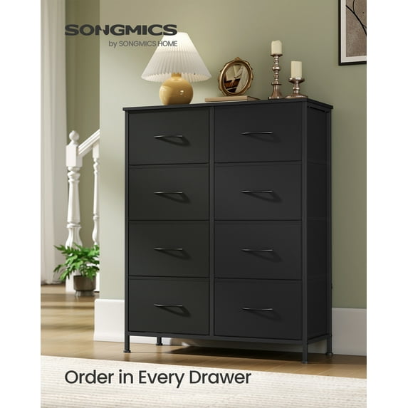 8-Drawer Storage Dresser - Steel Frame Organizer with Non-Woven Fabric Drawers, Multi-Use Chest for Bedroom/Entryway, Ink Black