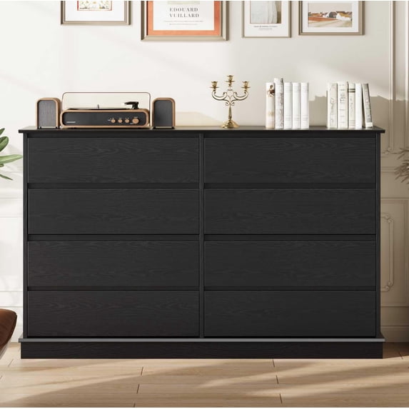 8-Drawer Wood Dresser - Wide Storage for Bedroom, Living Room, Closet