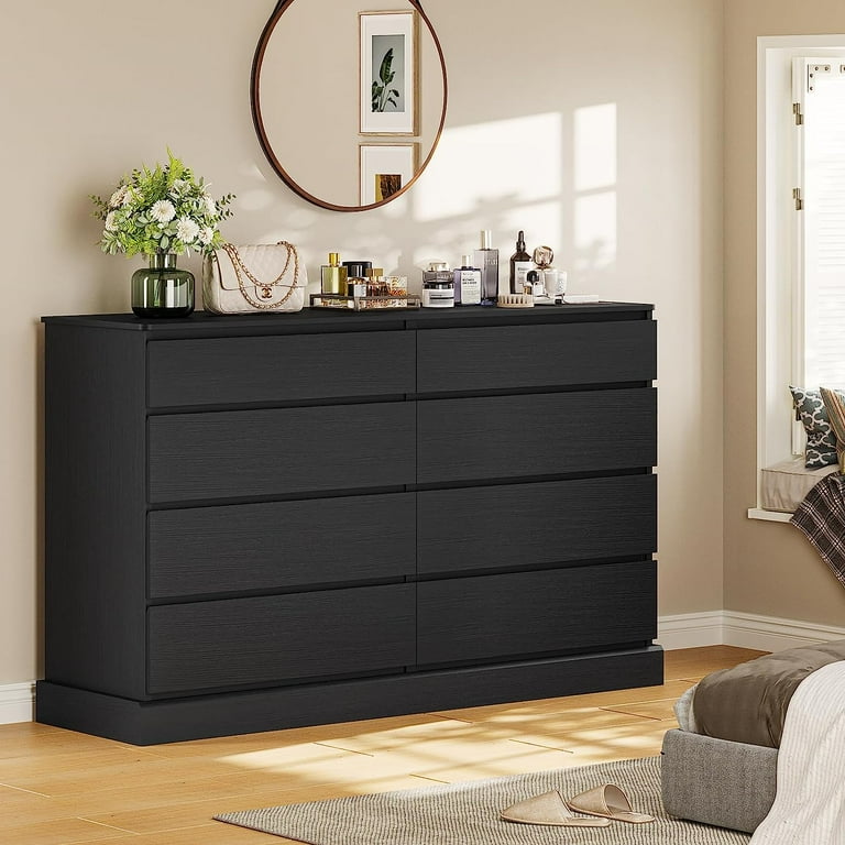 Black 8 drawer double dresser discount