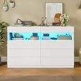 thumbnail image 1 of 8 Drawers Dresser with Light, Wooden Chest of Drawers with Open Compartment,Modern Wide LED Dresser for Bedroom Living Room,White, 1 of 9
