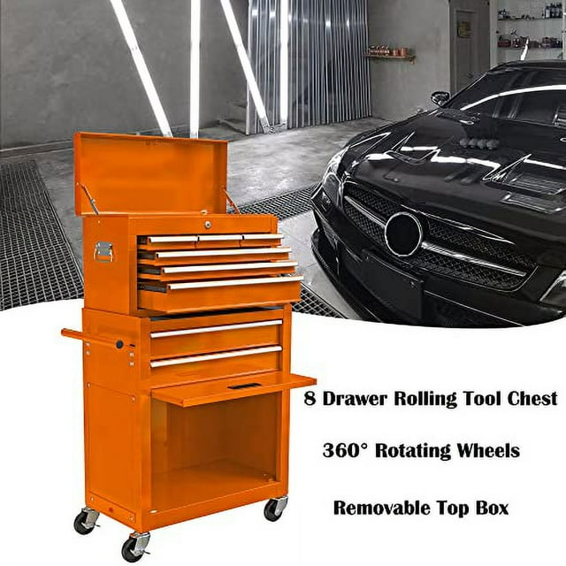 8 Drawers Rolling Tool Box Organizer,High Capacity Tool Chest with