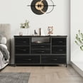 thumbnail image 1 of 8 Dresser TV Stand with Power Outlet & LED Light, 55'' Wide TV Stand with 8 Deep Drawers for Bedroom, Chest of Drawers with AC Outlets and 2 USC Ports, 1 of 9