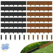 8" Edging for Landscaping Corten Steel Metal DIY Garden Border Fence Flower Bed Border Garden Lawn Divider Strips Grass Plant Yard Stakes Outdoor Decorative No Dig Hammer-in, Black