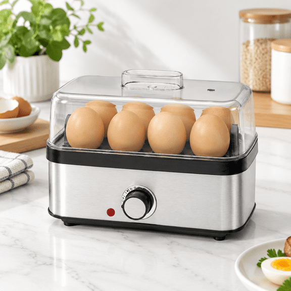 8-Egg Rapid Electric Egg Cooker For Hard, Medium, Soft, Poached, Scrambled Eggs