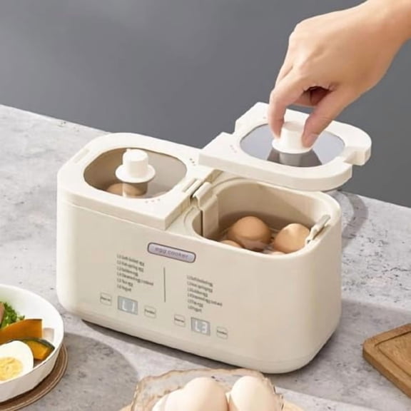 8 Eggs Capacity Egg Cooker with Double Pots, Rapid Egg Boiler with 6 Modes Electric Egg Poacher with Auto Shut Off for Home Kitchen$$Home Decor, Kitchen, & Other