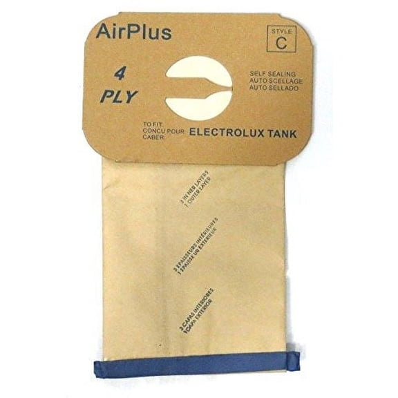 8 (Eight) Bags for Compatible with Electrolux Canister Vacuum Style C - 4 Ply Bags with Rubber S