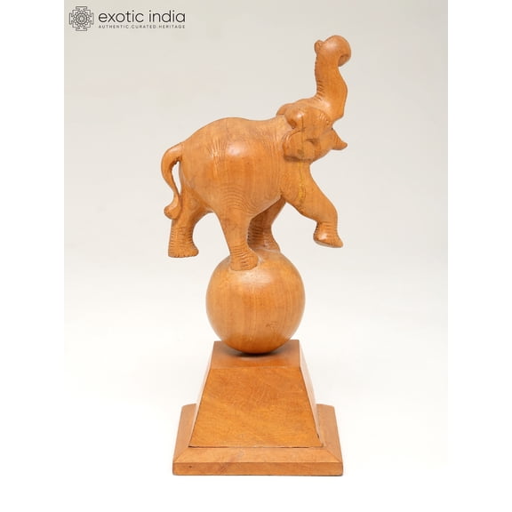 8" Elephant Playing With Ball | Wood Home Decor Item
