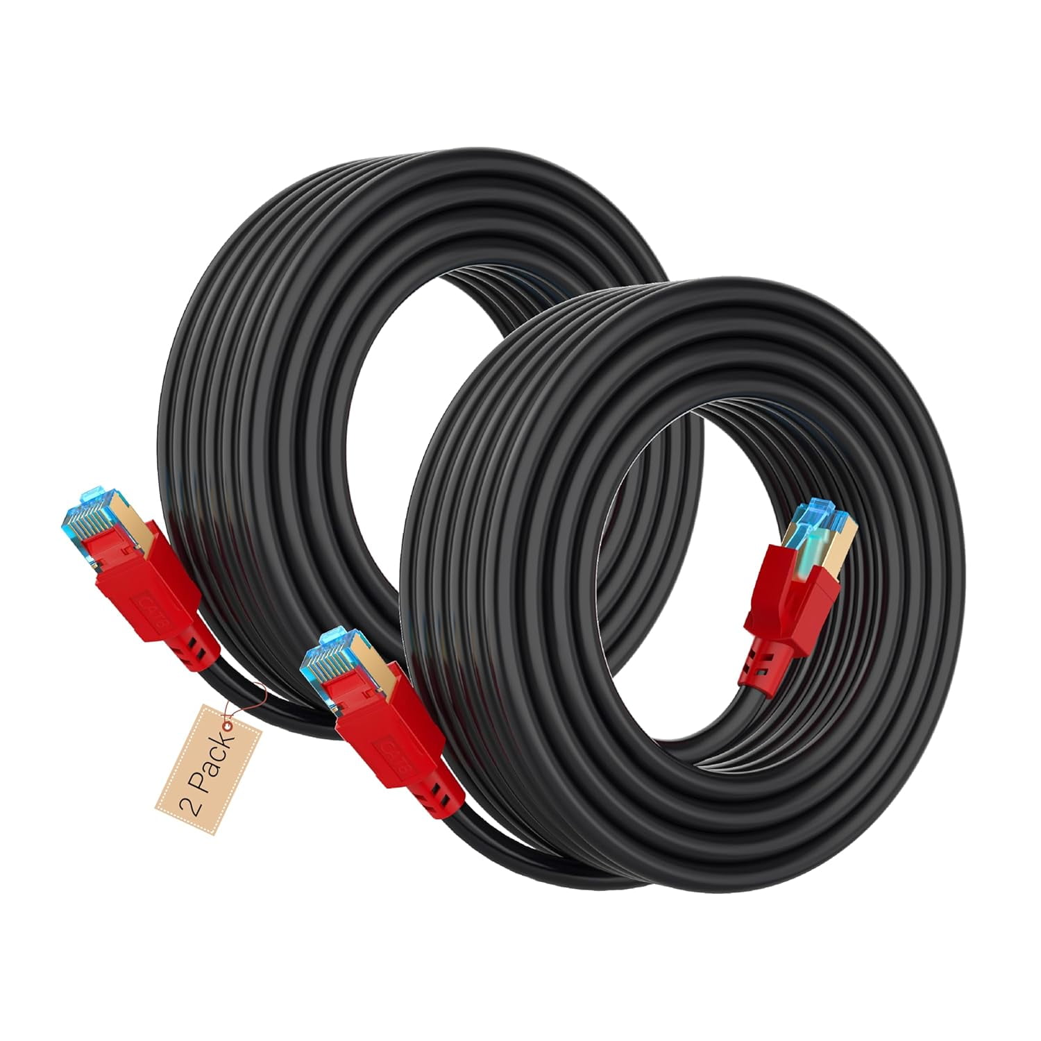 8 Ethernet cables 15 feet 2 pack, high-speed heavy-duty network patch cables, 402000458 shielded cables, suitable for indoor and outdoor, for modem/router/computer/game