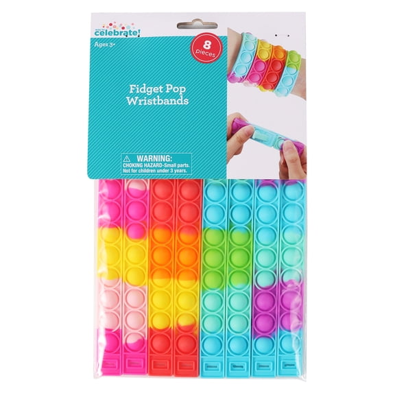 8 Count, Multicolor, Fidget Pop Wristbands, Party Favors, by Way To Celebrate