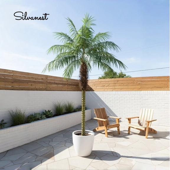 8 FT 1095LVS Artificial Palm Tree,Tall Artificial Palm Trees for Outdoor Indoor Decor,Faux Phoenix Palm Plants for Outside Patio Pool Coastal Home Office Living Room