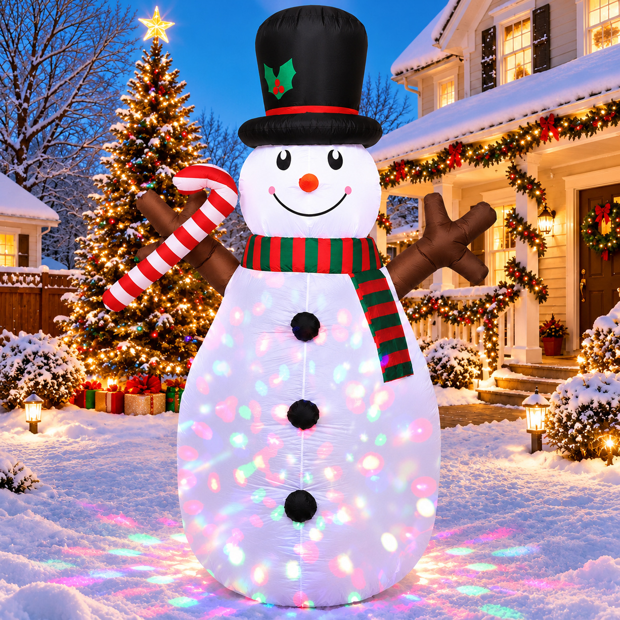 Moonsun 8 FT Christmas Inflatables Snowman Outdoor Decorations Blow Up Yard Decoration with LED Lights Built-in for Xmas Holiday Party Indoor