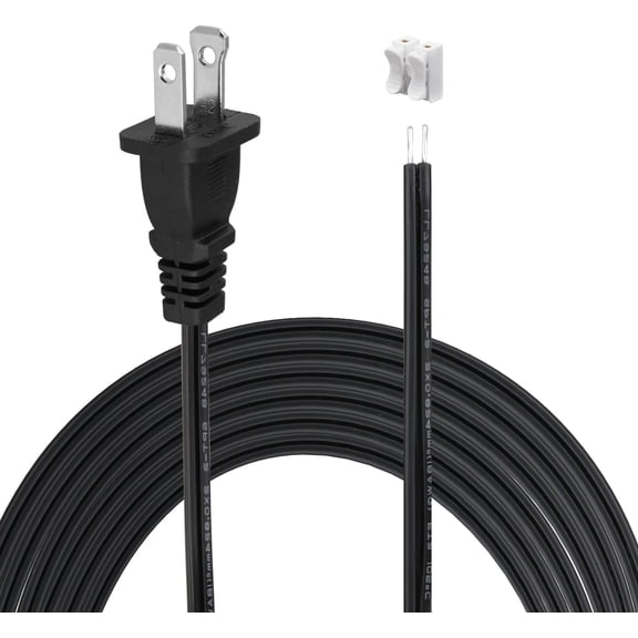 8 FT Lamp Cord with Plug, Replacement Lamp Wire with Plug, Black SPT-2 Lamp Cord Wire Set 2 Polarized Molded Plug 18 AWG Power Cord, 8 Feet DIY Rewiring Repair Wiring Electrical Light Cords