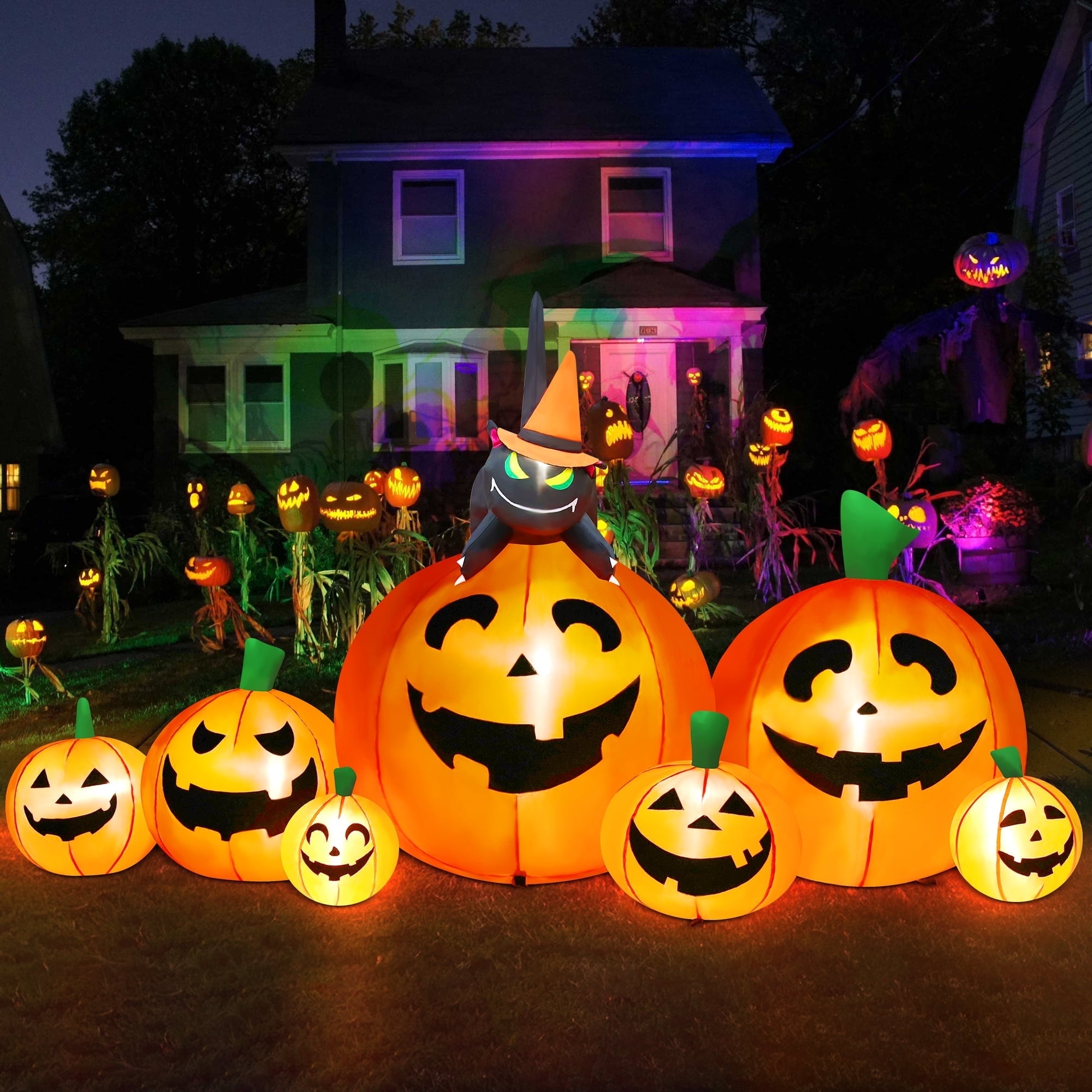 Yexmas 6 FT Halloween Inflatables, Pumpkin & Ghost, Outdoor
