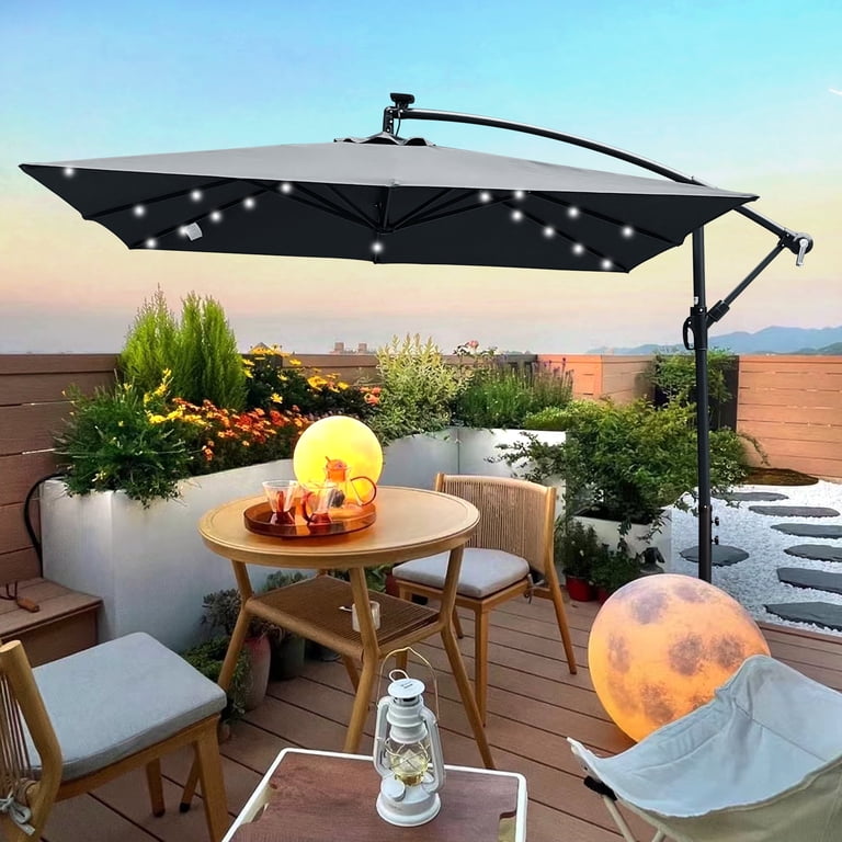 8 ft outdoor patio umbrella 8 FT Outdoor Patio Umbrella with Solar Lights, Square LED Solar Powered  Umbrella Tilt Adjustable Resistant Fabric and Sturdy Cross Base, Sun  Umbrella