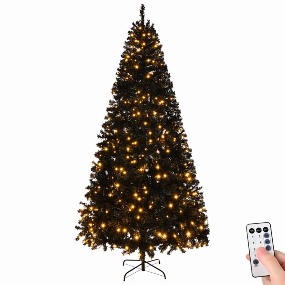 8 FT Pre-Lit Black Artificial Christmas Tree, 550 Warm White LEDs,1450 PVC Branch Tips, Holiday Centerpiece for Home/Office/Living Room
