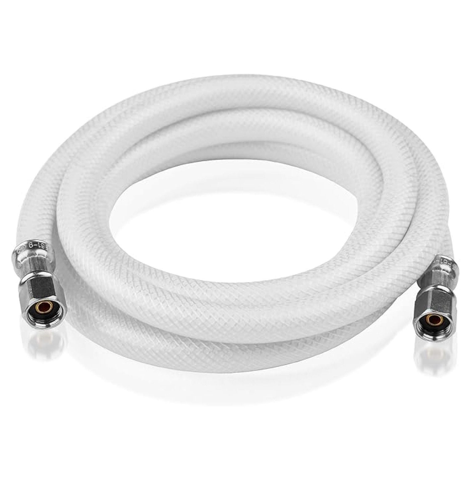 8 FT Refrigerator Water Line, Polyester-Reinforced PVC Braided Ice Maker Hose with 1/4" Comp X 1/4"Compression Fittings(2PCS,8 Foot)(HOSE062-2Pack)