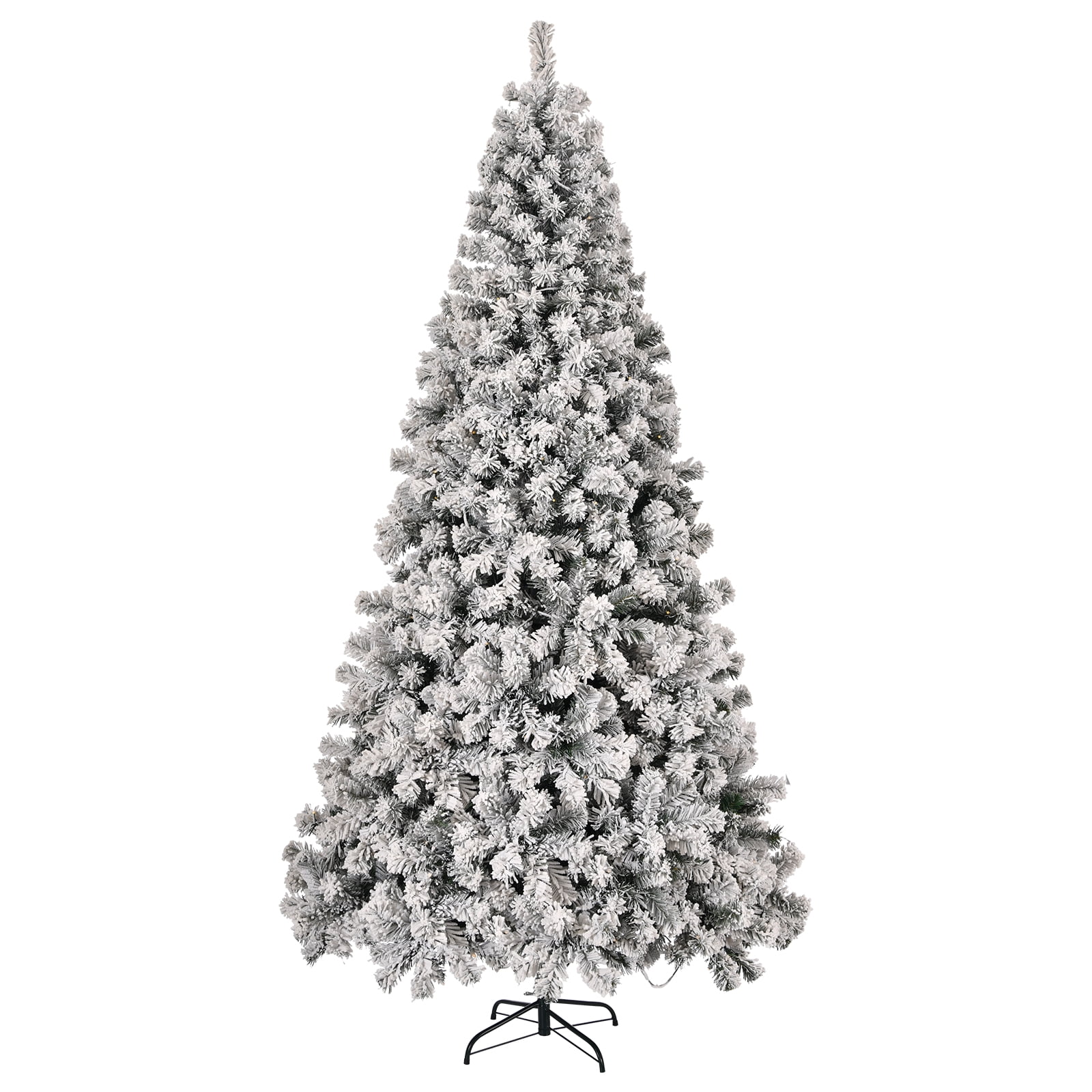 8 FT Snow-Flocked Pre-Lit Christmas Tree 1300 PVC Branch Tips 500 LEDs and Remote 11 Modes Stepless Dimming 3-Step Setup for Holiday Party Office Home Snowy Green