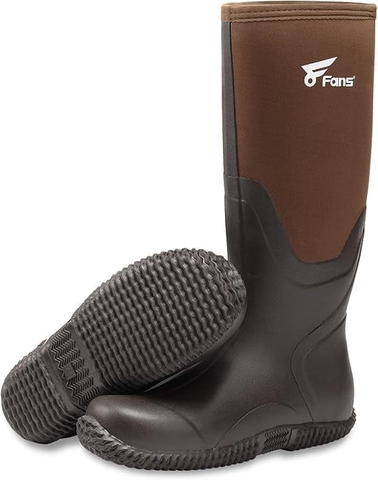 8 Fans Mens Rubber Boots,Waterproof Rain Boots Durable Fishing Hunting Neoprene Boots Ideal for Farming Working and Gardening