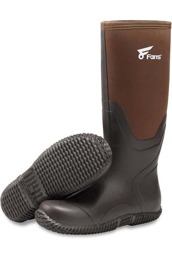 8 Fans Mens Rubber Boots,Waterproof Rain Boots Durable Fishing Hunting Neoprene Boots Ideal for Farming Working and Gardening