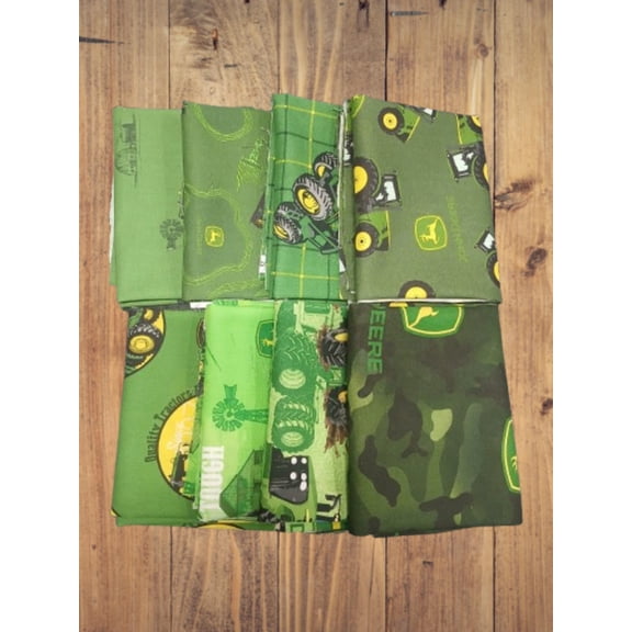 8 Fat Quarters - Assorted John Deere Green Fat Quarter Bundle