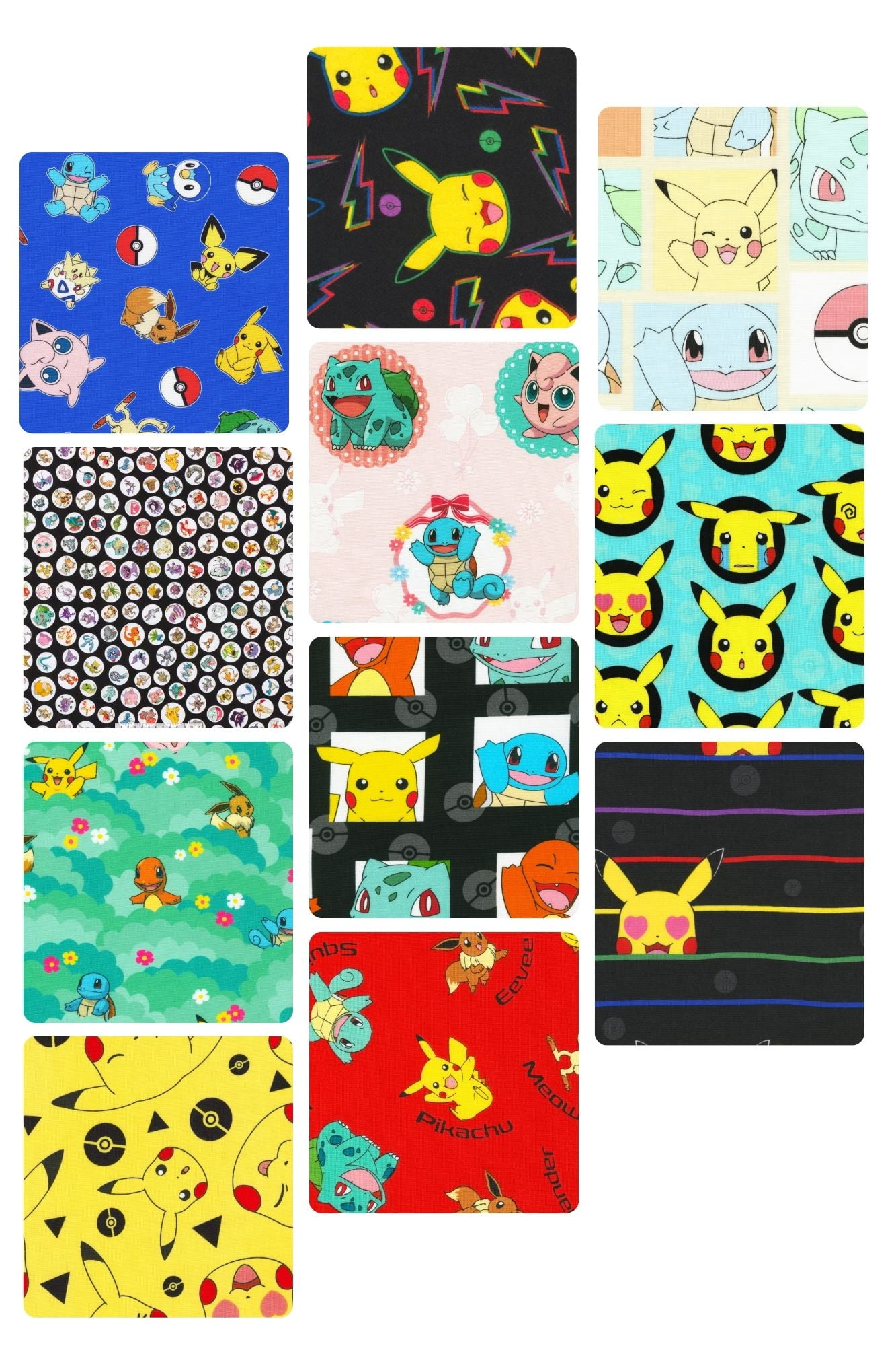 8 Fat Quarters - Assorted Pokemon Fat Quarter Bundle