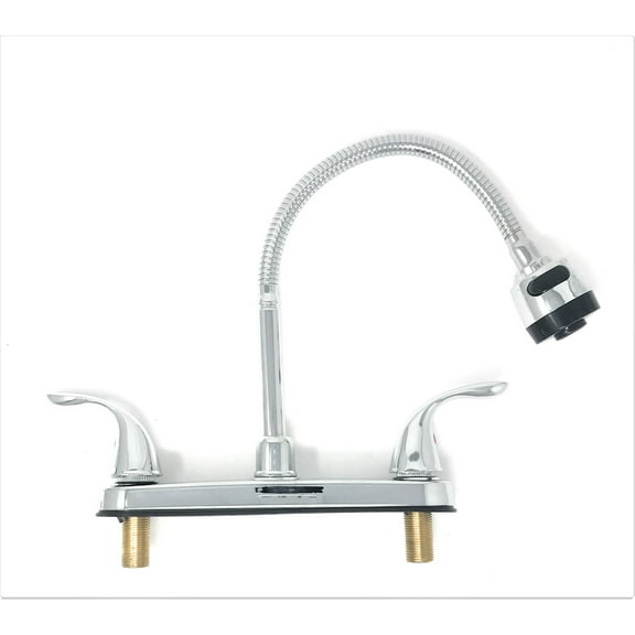 8" Faucet Kitchen Utility Sink Tall High Arc Flexible Spout Brass Polished Chrome 2 ADA Push Handles [3445LF8] - Grifo Grupo Lava Sastre de Calidad