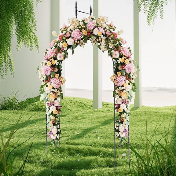 8 ft 4 in Gothic Steel Rose Arch Garden Arbor, Black Metal Trellis for Climbing Plants, Vines, Roses, Outdoor Wedding Party Decor, Garden Entrance, Pathway, Yard and Patio Landscaping