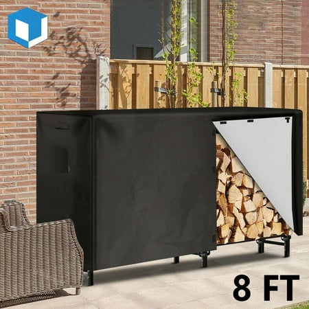 8ft. Outdoor Firewood Log Rack Cover Waterproof Dust Sun Protector