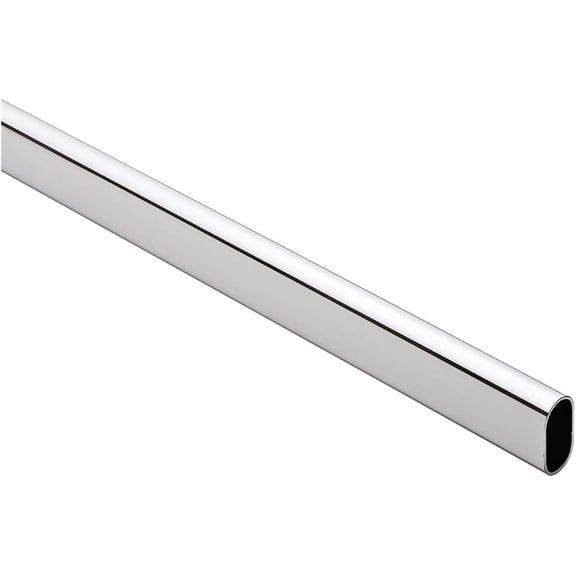8 Feet Long Oval Wardrobe Closet Tubing Rod Application Clothes Hanging - 96 Inch Length (Polished Chrome)