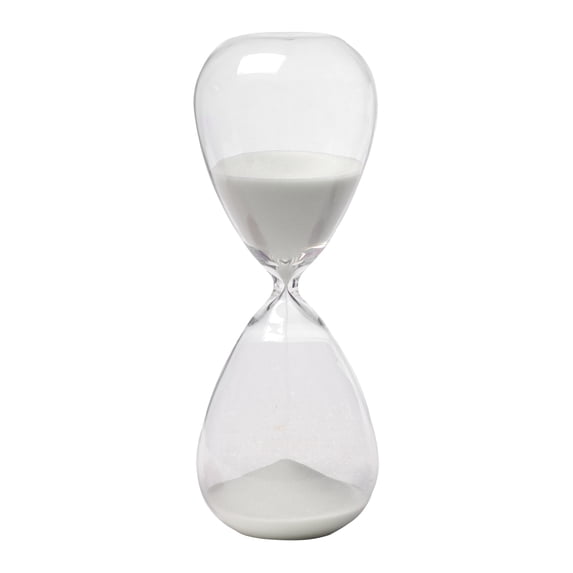 8" Ferdinand 30-Minute Hourglass, White Sand Set of 2-Color:Clear,Style:Contemporary