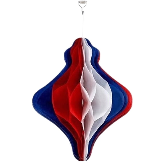 8" Festive Honeycomb Paper Sphere, Hanging Decoration for National Day Patriotic Events, Lightweight Easy to Hang, Reusable Indoor Outdoor Ceiling Decoration for Home, 1 Pendant