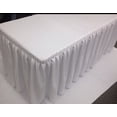 thumbnail image 1 of 8' Fitted Polyester Double Pleated Table Skirting Cover w/Top Topper shows White", 1 of 2