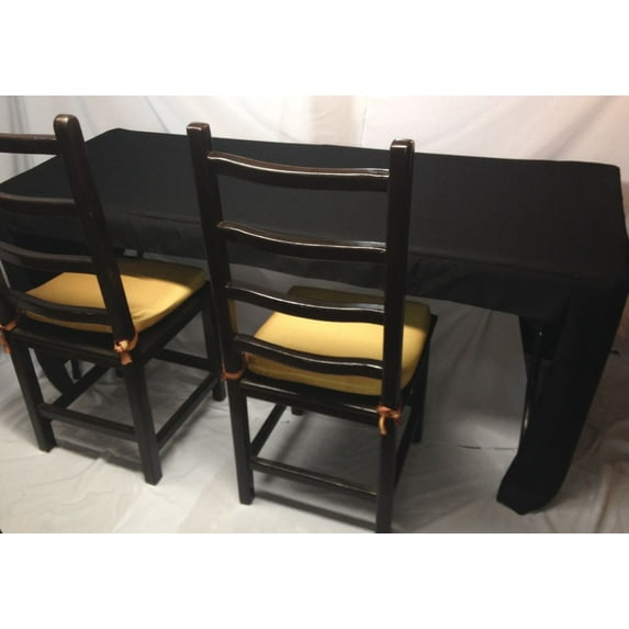 8' Fitted Polyester Tablecloth OPEN BACK Table Cover Booths Trade Show DJ Black"