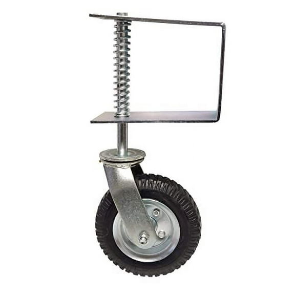 8" Flat-Free Tire Gate Wheel Suspension Spring-Loaded Gate Caster Wheel (Weight Capacity 250 lbs) (SILVER)