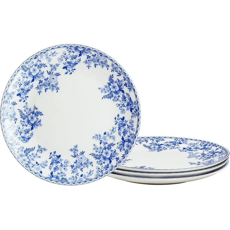 8 Floral Bone China Dessert Plates Blue and White Porcelain Salad Serving Plate for Pasta Vintage Plates Set of 4 Walmart