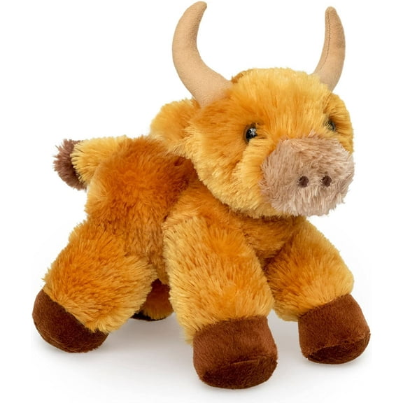 8" Fluffy Cary Cow Stuffed Animals Cow Soft Cuddly Cow Plush Stuffed Cow Plushie Bull Stuffed Animal Brown Small