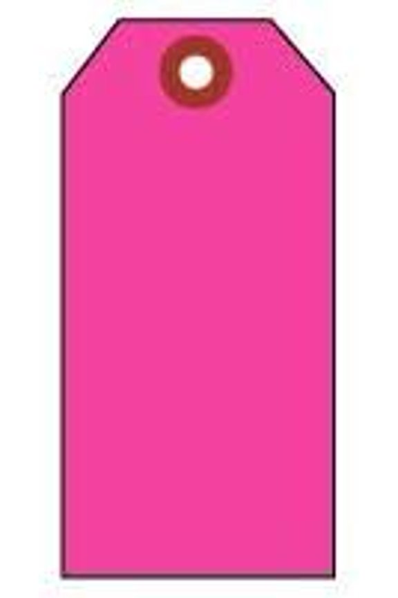 #8 Fluorescent Pink Colored Shipping Tags. Tag Size: 6 1/4" x 3 1/8". 1000 Tags.