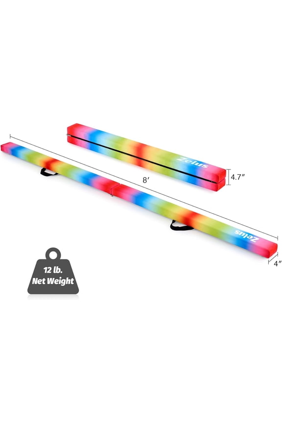8ft Folding Gymnastics Beam w/Carry Handles Anti-Slip Base for Kids Beginners & Professional Gymnasts